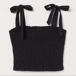 Smocked Cotton Tie Sleeve Tank Top - H&M